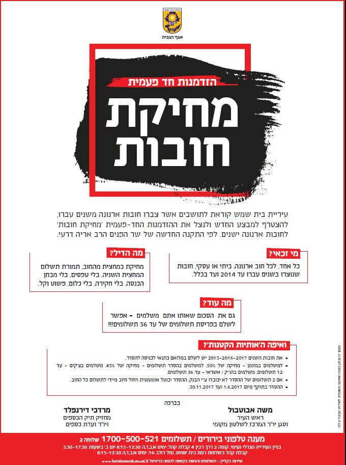מחיקת חובות ארנונה 